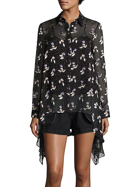 Opening Ceremony - Gestures Burnout Silk-Blend Top