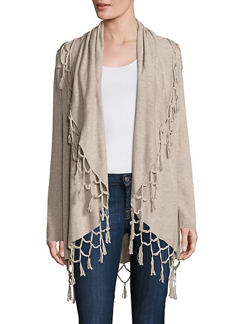 Ella Moss - Ninette Fringed Open-Front Wool & Cashmere Blend Sweater