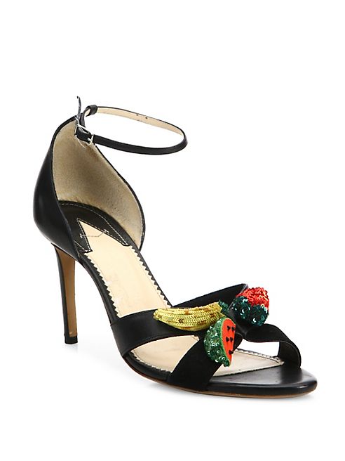 Altuzarra - Bisbee Fruit-Embroidered Leather Ankle-Strap Sandals