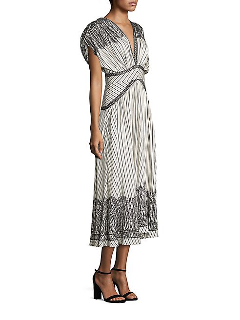 Etro - Printed V-Neck Silk Dress