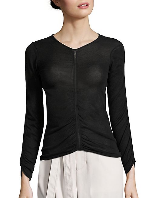 Helmut Lang - Shirred V-Neck Sweater