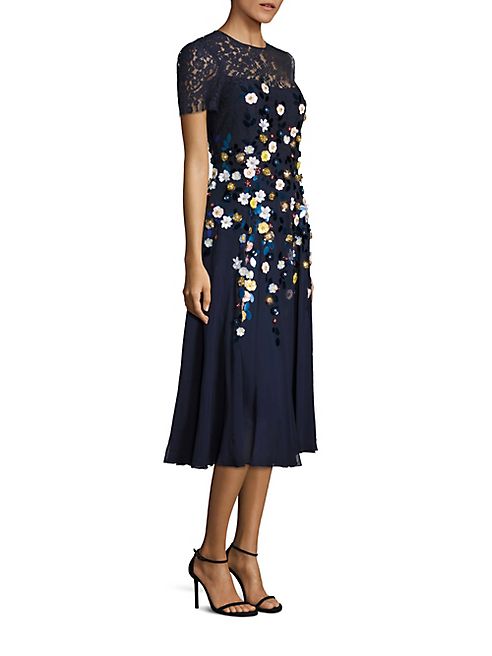 Teri Jon by Rickie Freeman - 3D Floral Detailed Dress