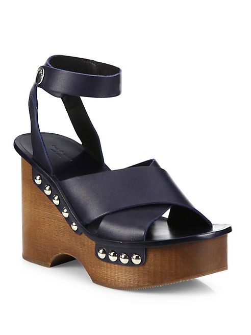 Rag & Bone - Hester Leather Ankle-Strap Wedge Clog Sandals