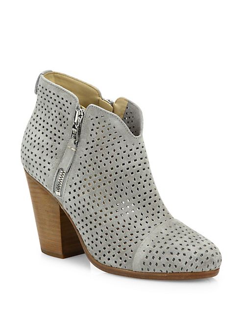 Rag & Bone - Margot Perforated Suede Zip Booties