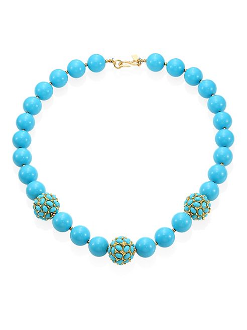 Kenneth Jay Lane - Large Faux-Turquoise Beaded Necklace