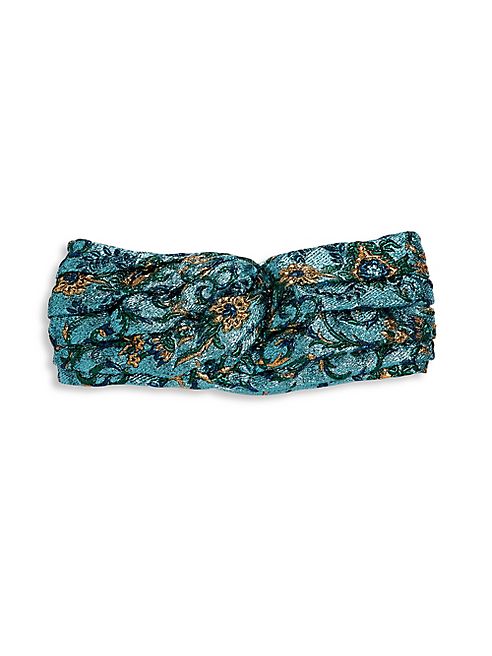 Gucci - Floral-Embroidered Metallic Headband