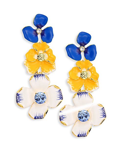 Kenneth Jay Lane - Triple Flower Drop Earrings