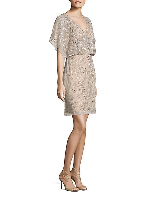 Aidan Mattox - Beaded Blouson Cocktail Dress