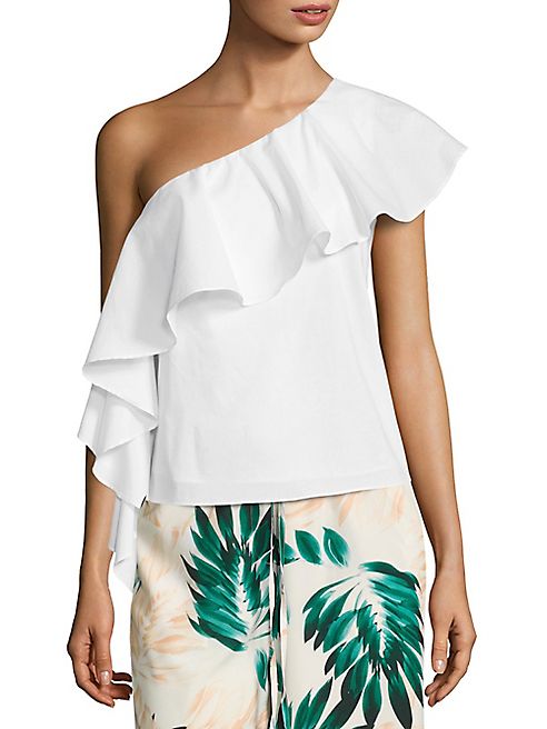 Scripted - One-Shoulder Ruffled Top