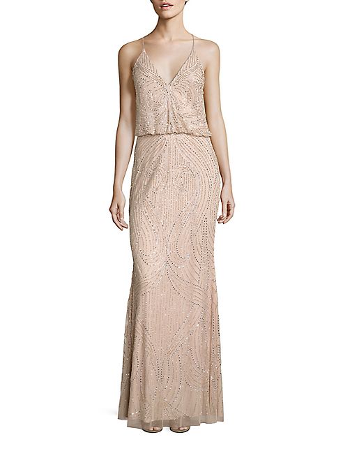 Aidan Mattox - Halter Beaded Blouson Gown