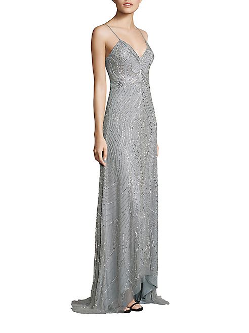 Aidan Mattox - Beaded Spaghetti Strap Gown