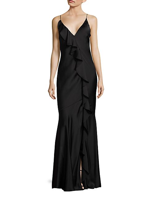 Aidan Mattox - Ruffle Open-Back Gown