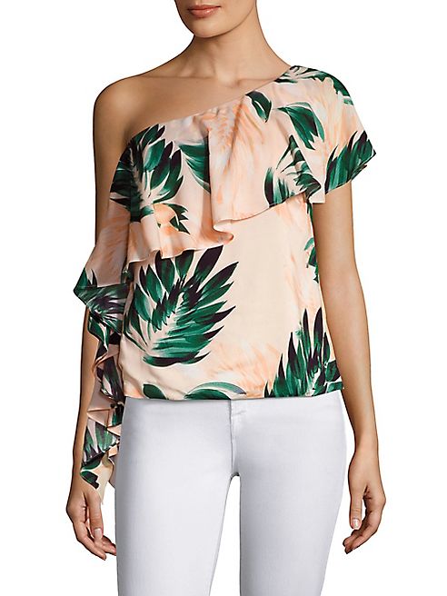 Scripted - Ruffled One-Shoulder Blouse