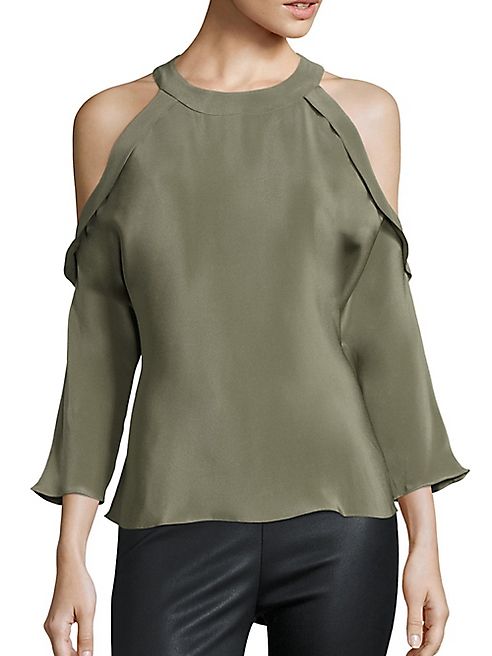 Ramy Brook - Vivica Ruffle Silk Cold-Shoulder Blouse