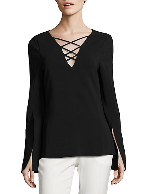 Ramy Brook - Allie Lace-Up Stretch Crepe Top