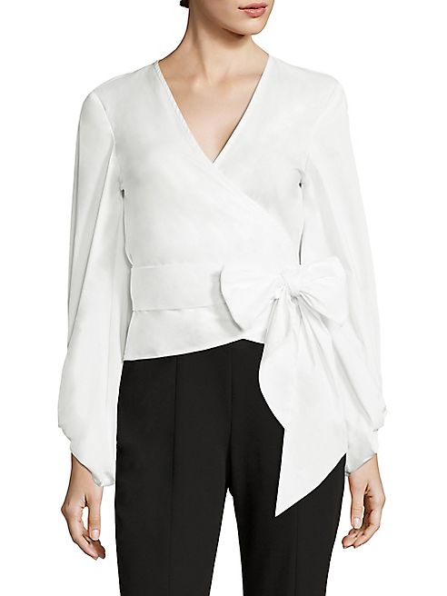 Scripted - Blouson Sleeve Poplin Wrap Top