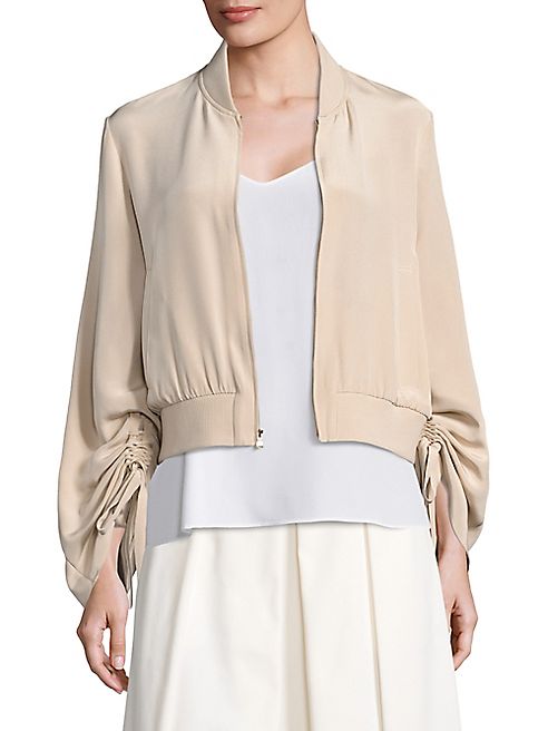 Tibi - Sculpted Silk Bomber Jacket