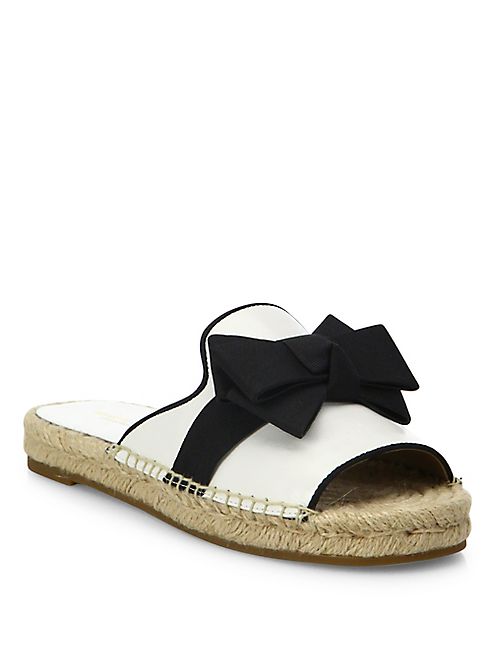 Michael Kors Collection - Hawn Bow Leather Espadrille Slides