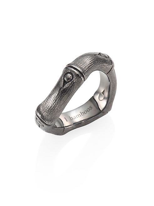 John Hardy - Bamboo Brushed Blackened Sterling Silver Curved Band Ring