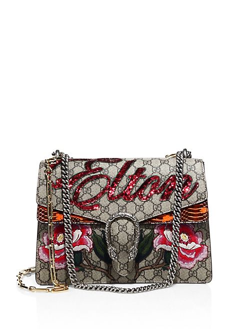 Gucci - Elton Embroidered GG Chain Shoulder Bag