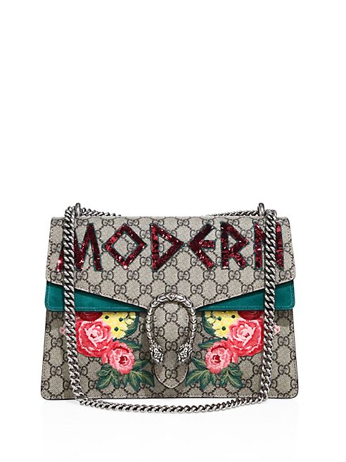 Gucci - Dionysus Modern-Embroidered GG Supreme Chain Shoulder Bag