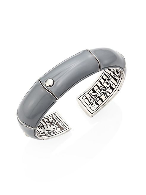 John Hardy - Bamboo Small Enamel &Sterling Silver Kick Cuff/Grey