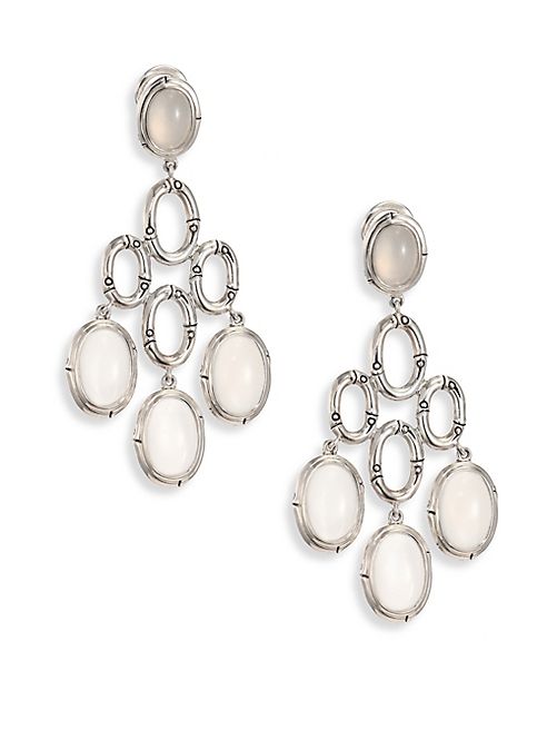 John Hardy - Bamboo White Moonstone & Sterling Silver Chandelier Earrings