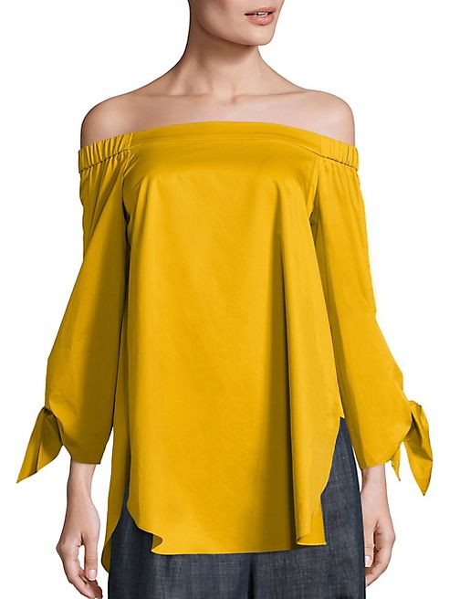 Tibi - Satin Poplin Off-the-Shoulder Top