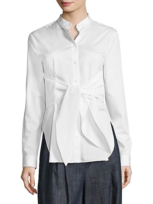 Tibi - Poplin Tie-Front Shirt