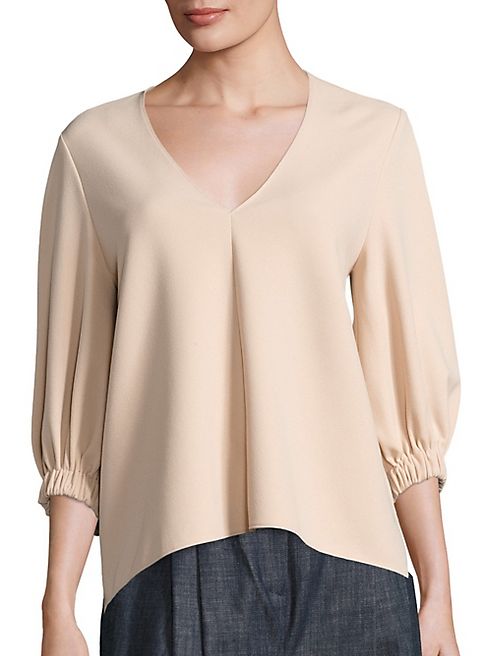 Tibi - Crepe V-Neck Trapeze Top