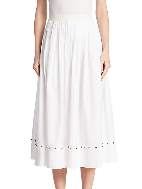 Agnona - Cabachon-Trim Cotton Poplin Skirt