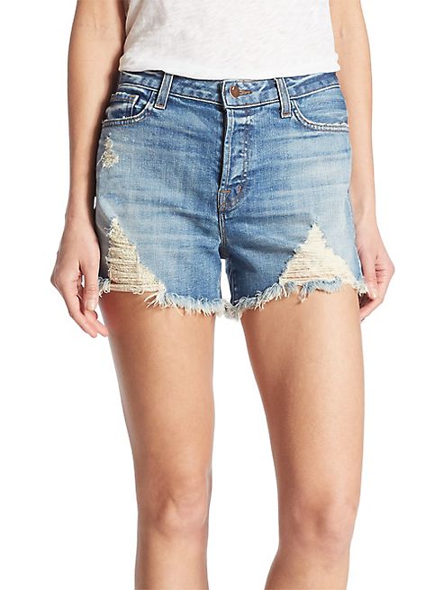 J BRAND - Gracie High-Rise Distressed Denim Shorts/Breakdown