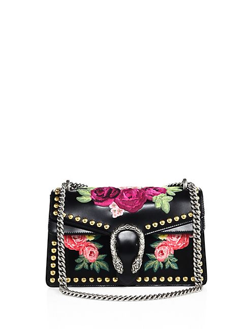 Gucci - Dionysus Studded Floral-Embroidered Leather Chain Shoulder Bag