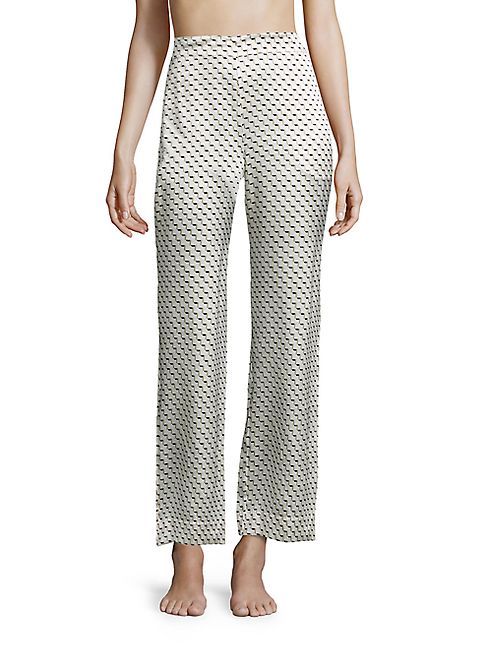 Asceno - Printed Silk Satin Pajama Pants