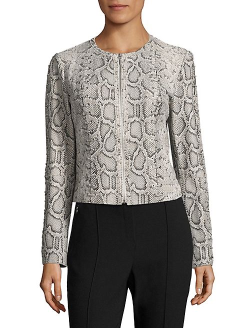 Elie Tahari - Janet Python-Embossed Leather Jacket