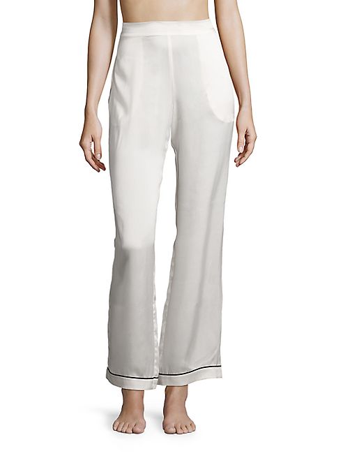 Asceno - Piped Silk Satin Pajama Pants