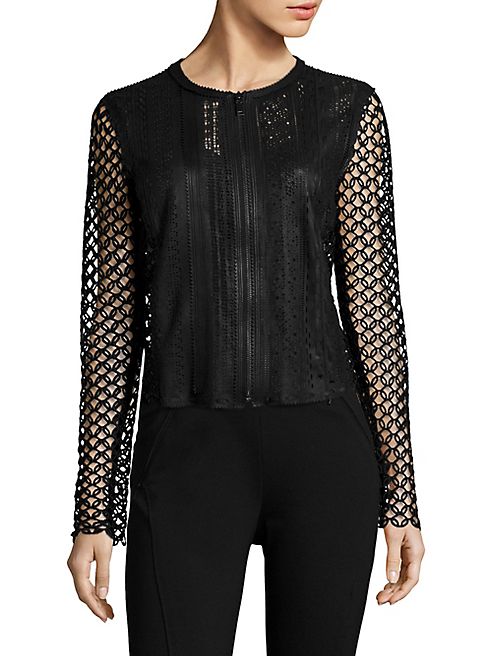 Elie Tahari - Gavin Crochet & Leather Jacket