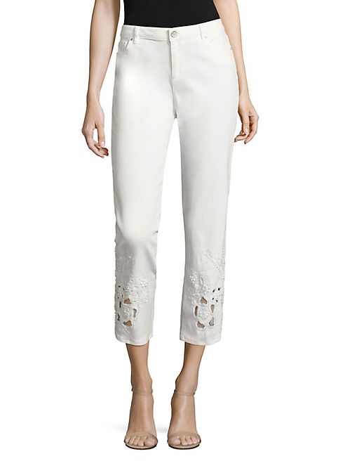 Elie Tahari - Kiana Embellished Cropped Jeans