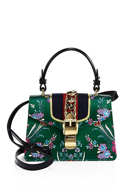 Gucci - Mini Sylvie Floral Jacquard Top Handle Bag