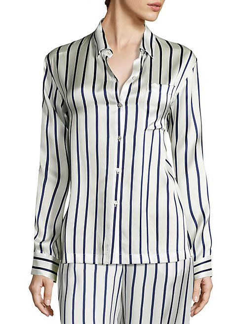 Asceno - Striped Silk Pajama Top