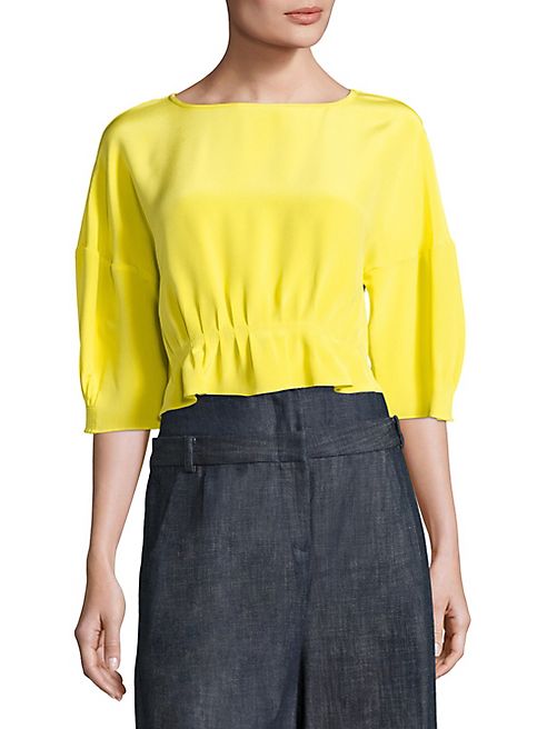 Tibi - Silk Pintucked Top