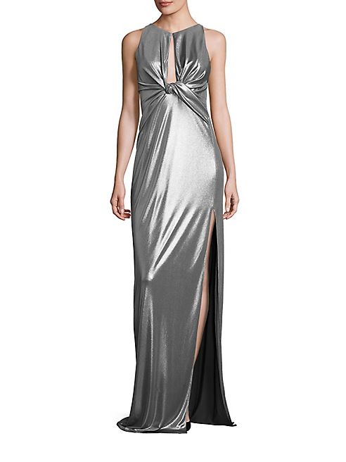 Halston Heritage - Metallic Jersey Cutout Gown