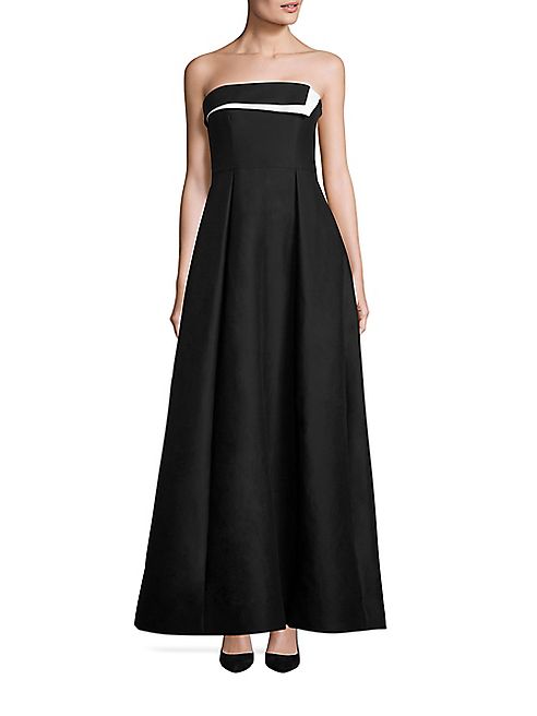 Halston Heritage - Strapless Colorblock Faille Gown