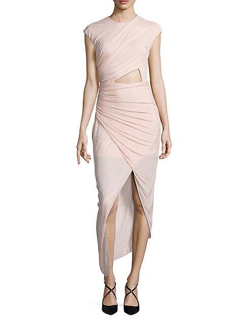 Halston Heritage - Ruched Asymmetrical Jersey Dress