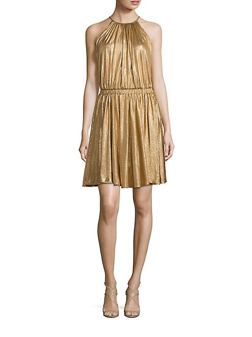 Halston Heritage - Metallic Blouson Dress