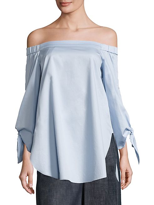 Tibi - Satin Poplin Off-the-Shoulder Tunic