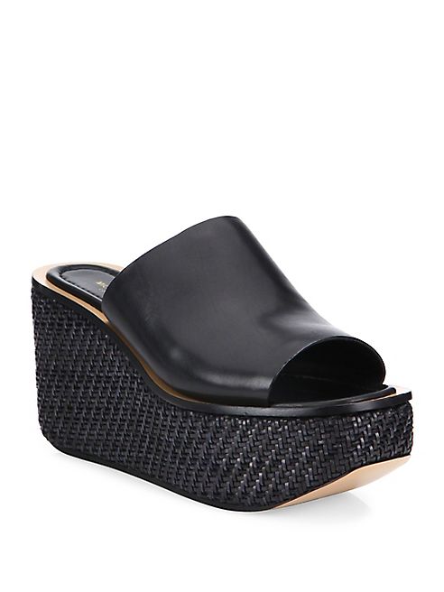 Michael Kors Collection - Jane Leather Wedge Platform Mules