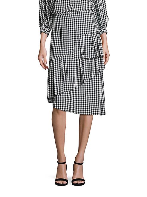 Tibi - Gingham Ruffled Skirt