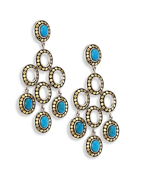 John Hardy - Dot Turquoise & 18K Yellow Gold Chandelier Earrings