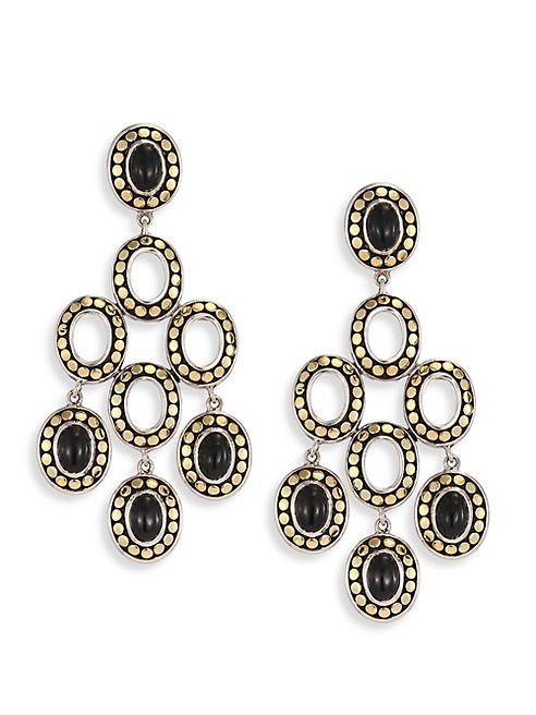 John Hardy - Dot Black Onyx & 18K Yellow Gold Chandelier Earrings